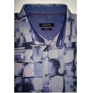 BUGATCHI Purple Geometric, Shaped Fit Shirt